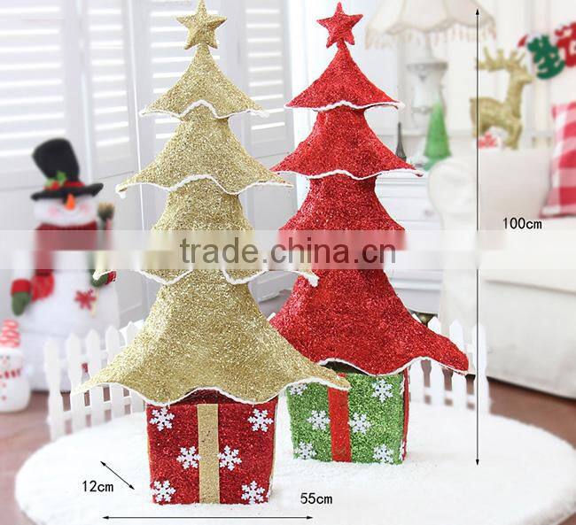 Indoor small glitter rope gift box decorated tabletop christmas tree