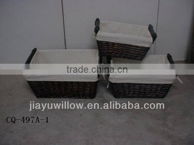 4 Tiers wicker baskets With Wood Stand