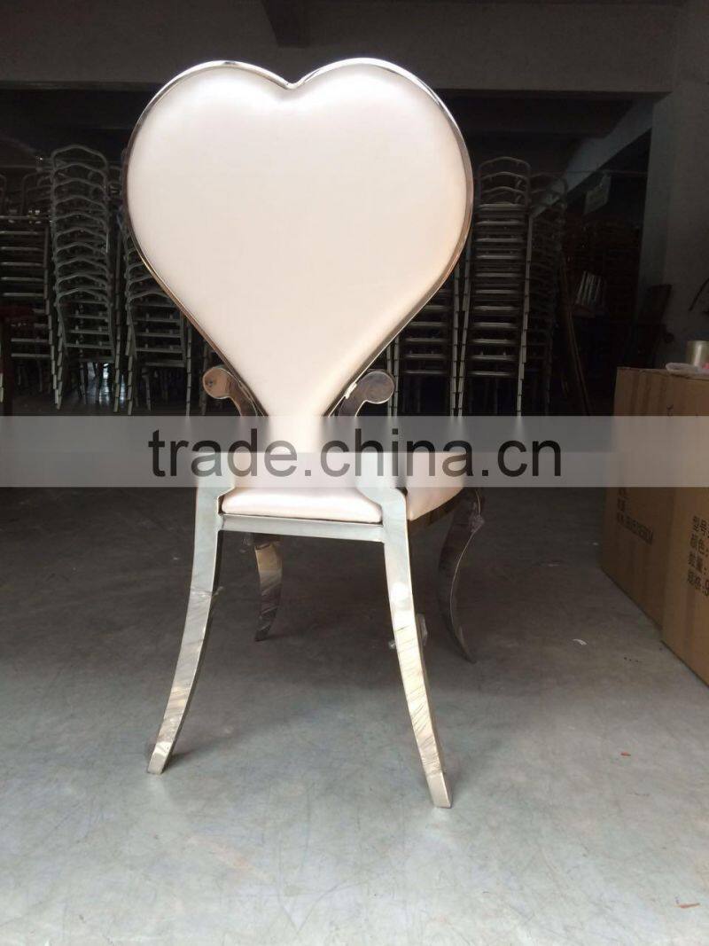 high quality stainless steel chair furniture with heart-shaped
