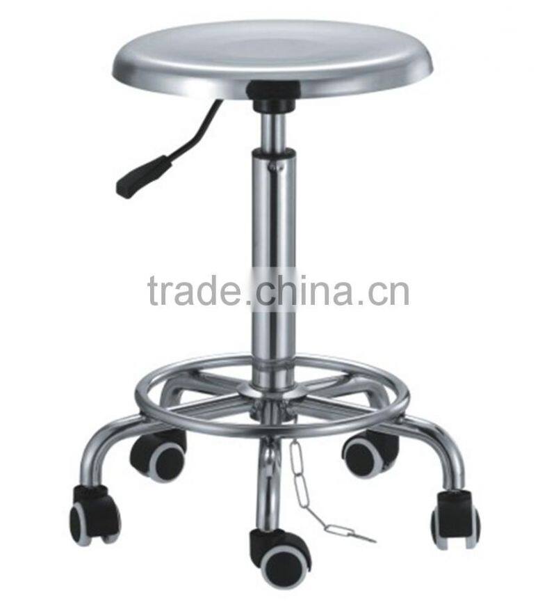 Stainless Steel Stool with Wheels Gas Lift Rolling Function