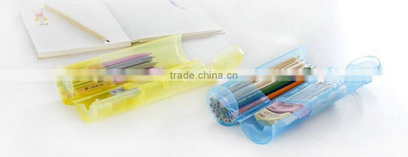 Wholesale Stock Multifunction Cylinder Shaped Portable Plastic Stationery Storage Box