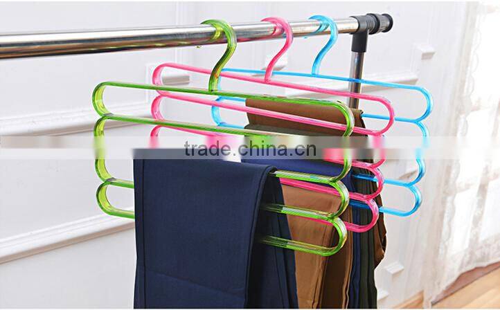 Fashion Colorful 4Layer Plastic Trousers Hanger Towel Hanger Clothes Hanger