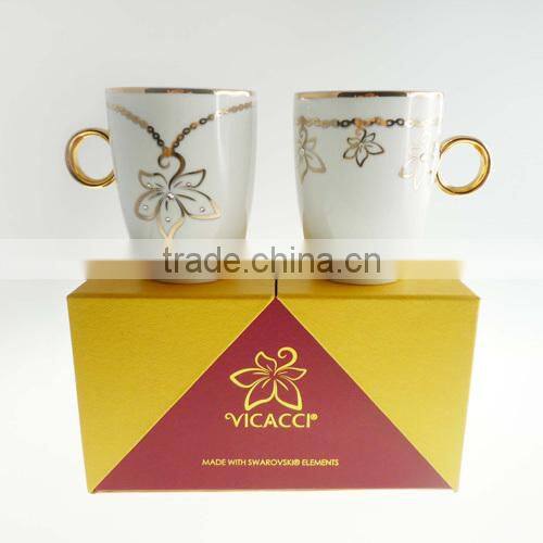 Alibaba Express Ceramic Vicacci Flower Ring Mug Made With Swarovski ElementsV2008A-093NBC-CC (WS1059-130807)