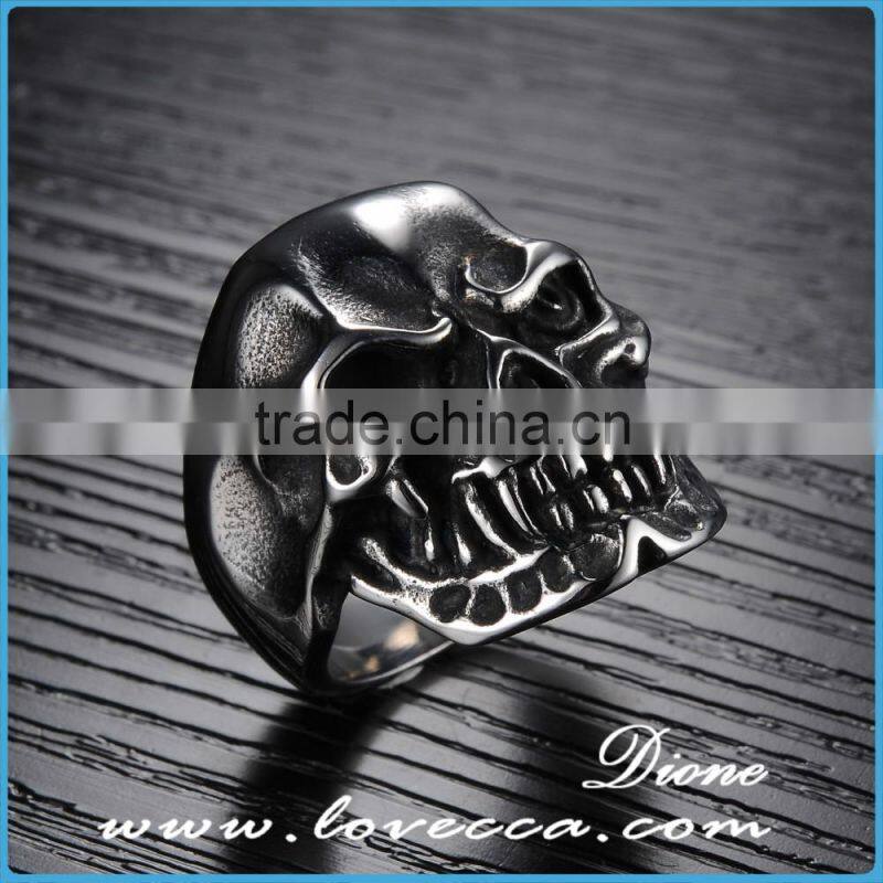 Punk Jewelry Vintage Titanium Silver Gothic Skull Biker Stainless Steel Mens Ring