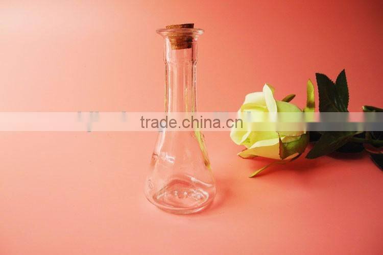 mini long cut flower glass container with wooden cover