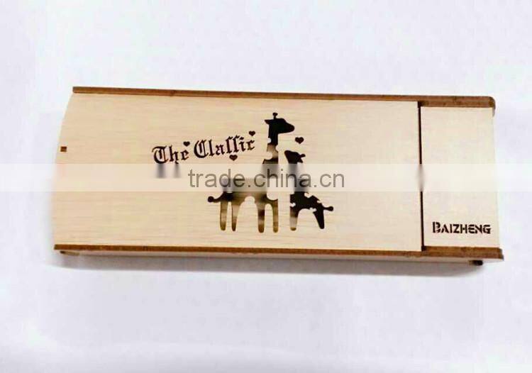 hot selling large capacity cheap custom pattern student wooden pencil case