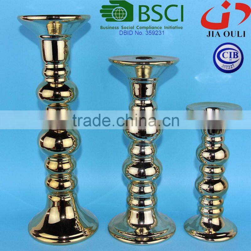 BSCI member factory Quality Home decor tall classic pillar candlestick holders