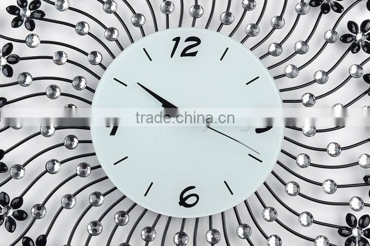 Flower crystal metal wall digital clock