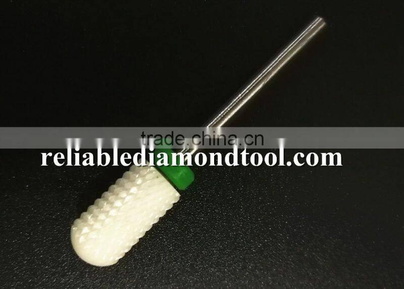 Polishing Drill Barrel Ball Total Length 40MM Course Type Head Blade Diameter 13MM White Ceramic Burr for Nail