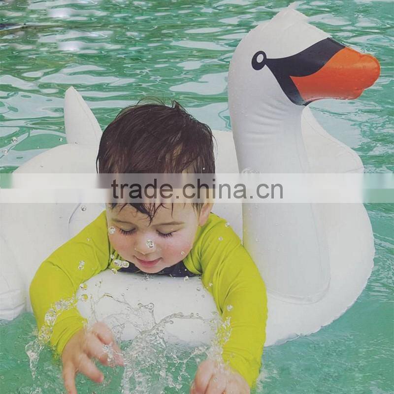 2017 hot selling inflatable swan baby pool float outdoor swim ring and raft water party toys for kids