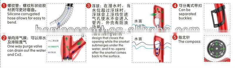 Hot Adult Silicone Dry Snorkel, Spearfishing Equipment(SK-1500)