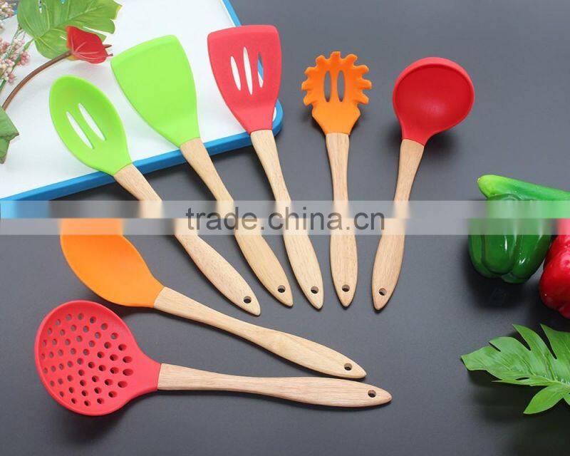 CK-3121 Food grade FDA & LFGB 6pcs gadget silicone kitchen cooking tools set eco silicone kitchen utensil set with PP handle