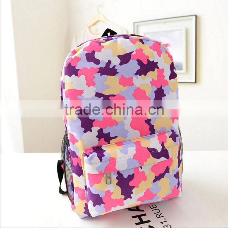 New Designed Fashion Canvas Leisure Shoulder Bag Unisex Travel Backpack Attractive Camo Schoolbag