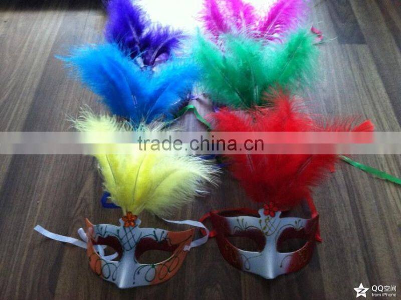 party mask with cloth feather rhinestone decoration accessory