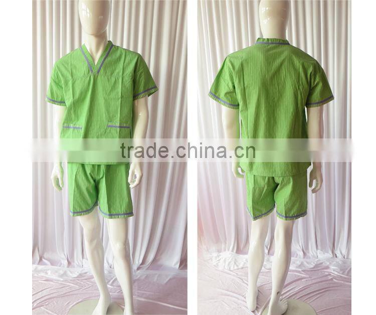 Orange/Green Solid Stripe Unisex Pajama Sets V-Neck Short Sleeve Sleepwear Summer/Autumn Couple Spa Shirt+Pants Pajama Sets