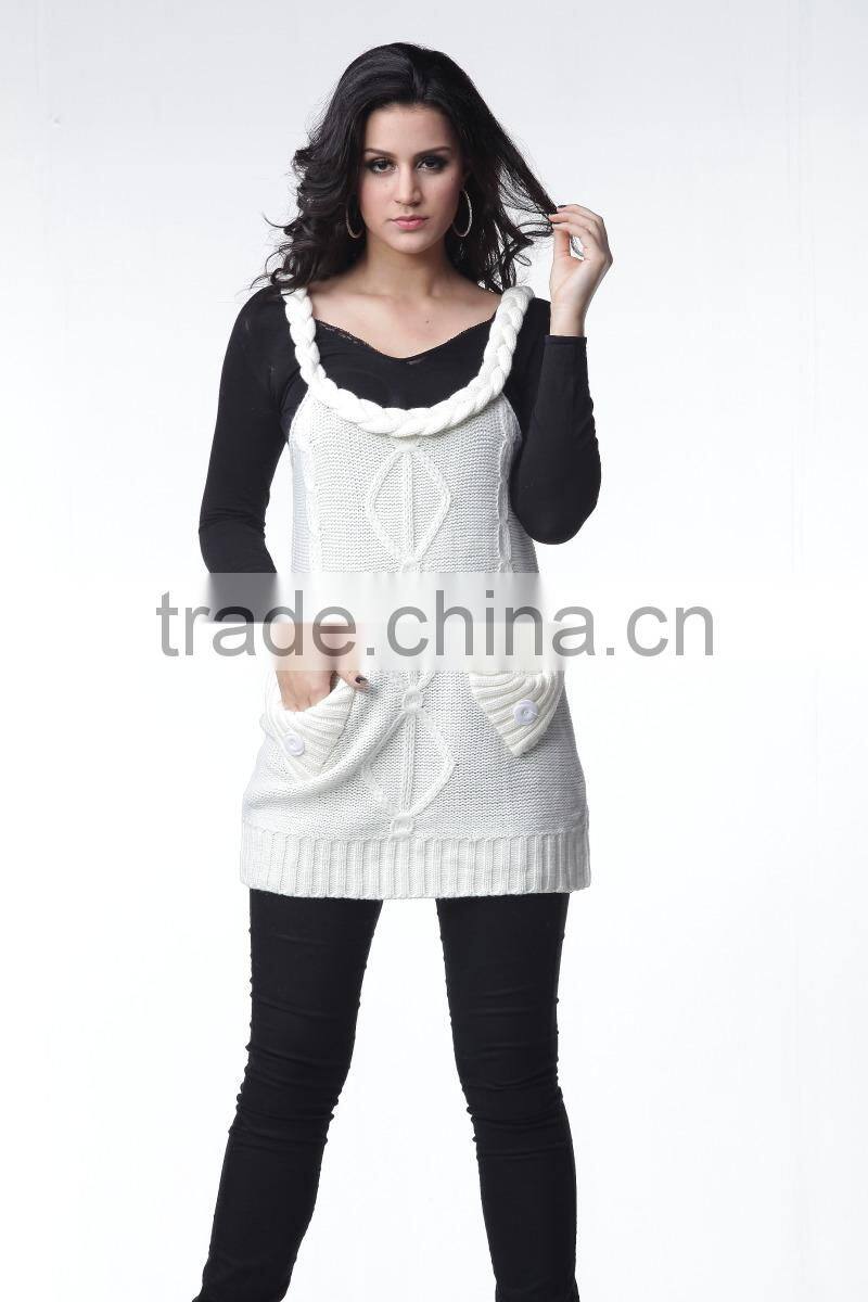 Hot Selling Women Sleeveless Crochet Sweater,Strap Shoulder Sweater Dress For Autumn