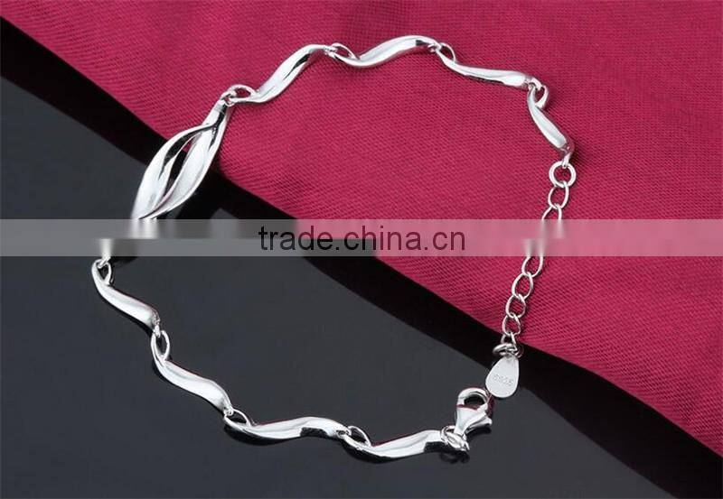 Noble Simple Style Plain Silver Twisted Design 925 Sterling silver Bracelet