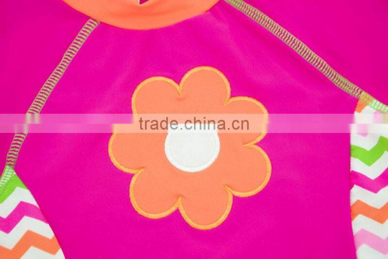 Beautiful Flower Printed Children Swimwear Shoret Sleeve 2pcs/lot Beachwear