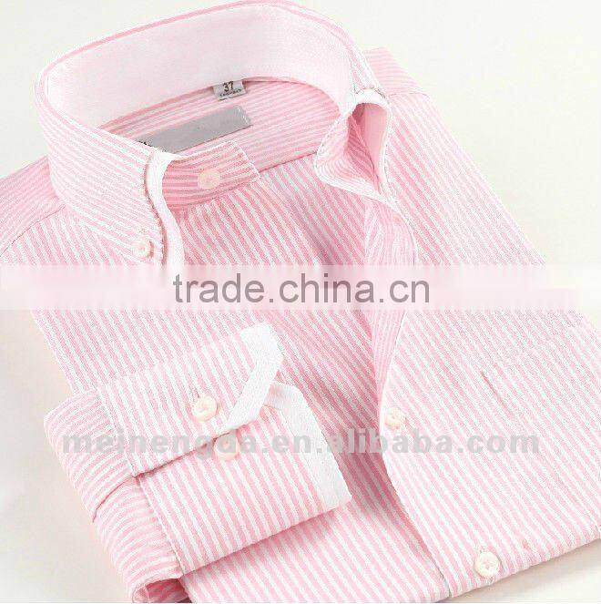 Stripes bright color double collar stylish men shirt