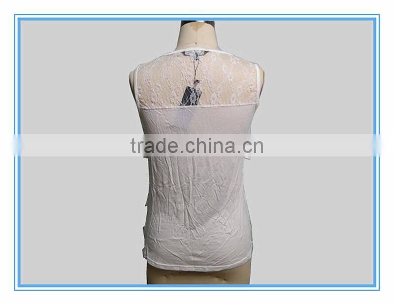Fashion Solid Color Three Layers Chiffon Knitted Sleeveless Blouse