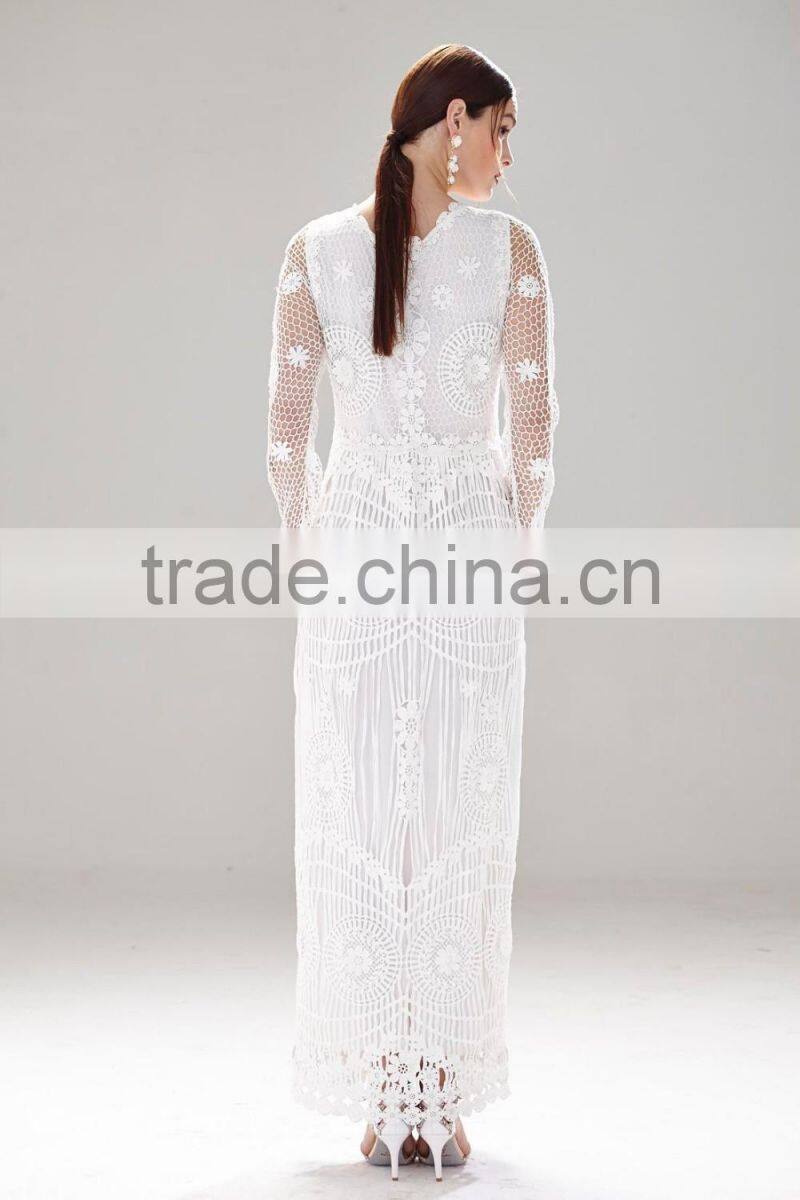 ladies long dress with crochet pattern
