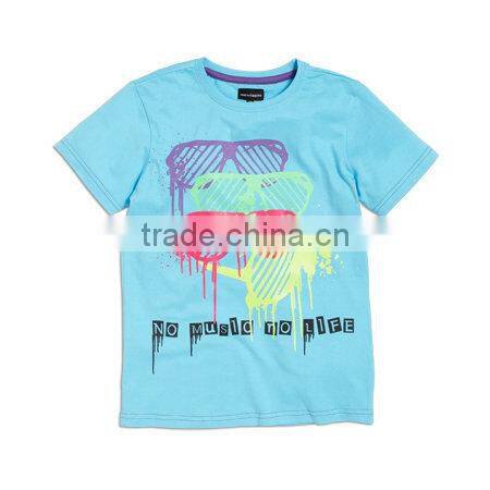 Cat-like animal pattern print fashionable boy T-shirt