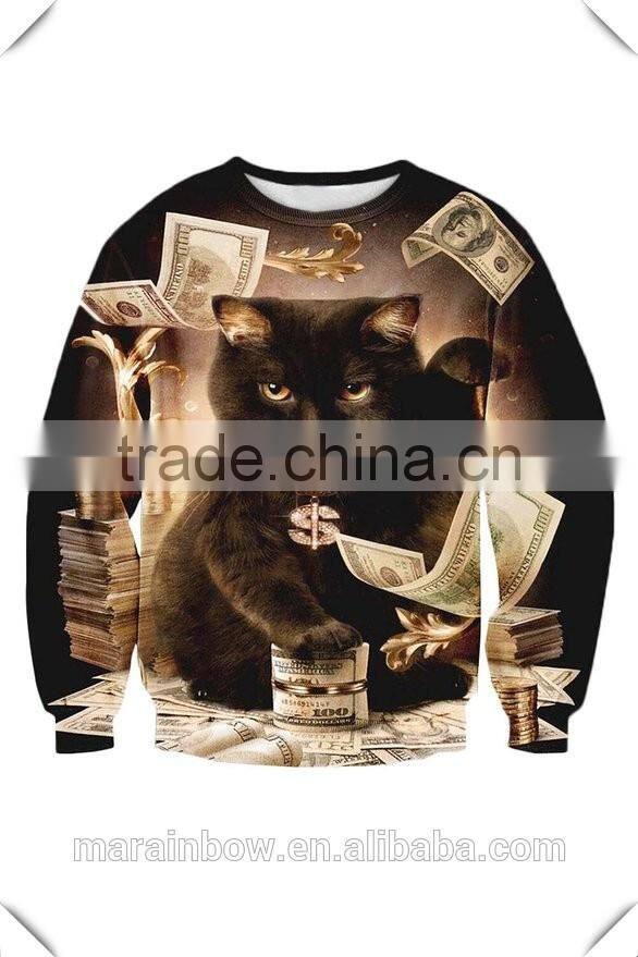 Fashion Design Sublimated Sweatshirt 3D Print Crewneck Sweatshirt Custom Printed Animal Printed Jumpers Full Sublimation Hoodie