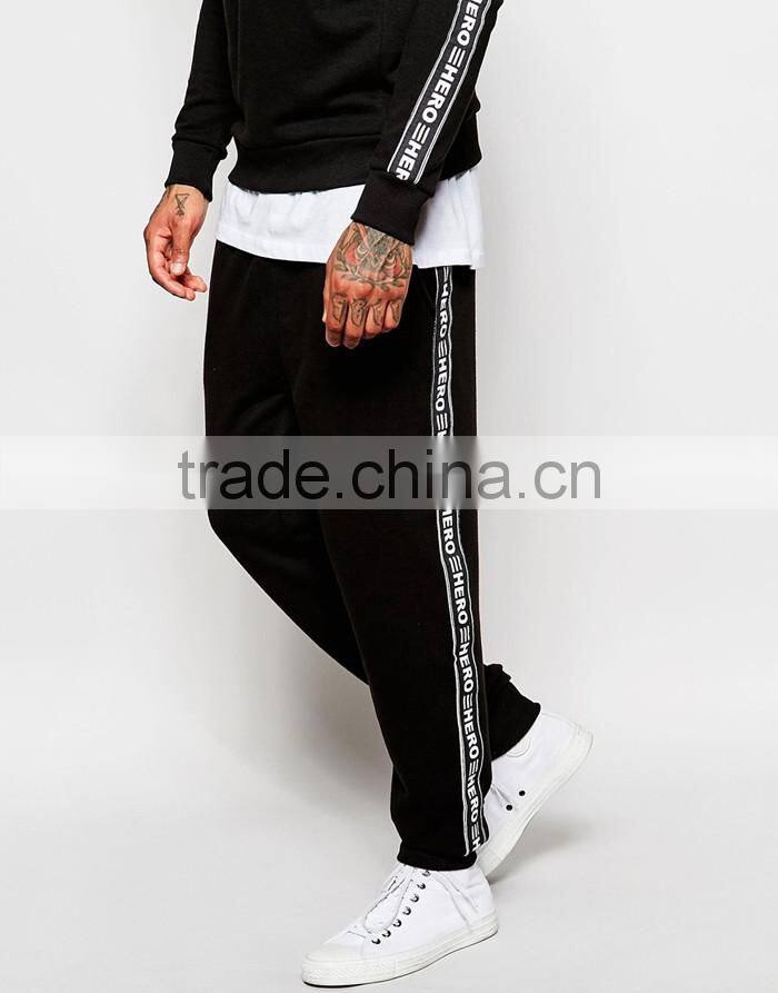 Polyester&Cotton hero wholesale men jogger sweatpants with taping details