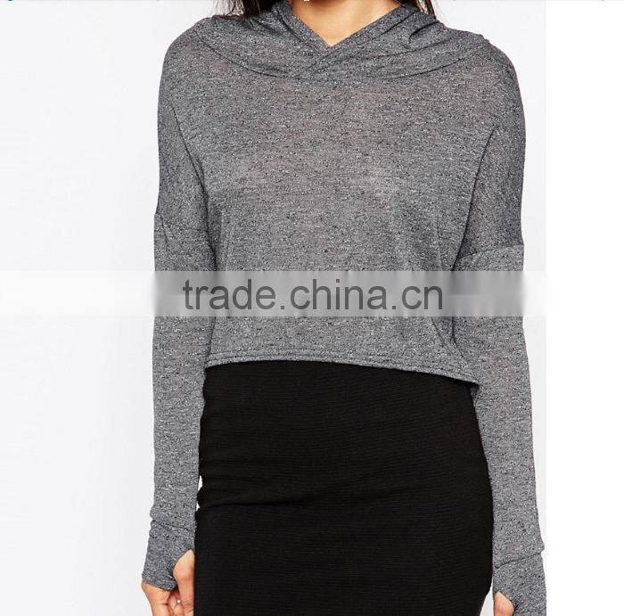 china promotional supreme quality custom cropped top hoodie with glove
