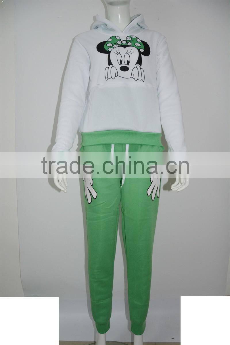 2016 Hot Selling Casual sportswear Cute Micky Mouse Printed Hooded long-sleeved Suit Tenue Sportwear