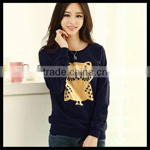 Spring new design european style vogue owl printed crewneck sweatshirt,women wear sweatshirt