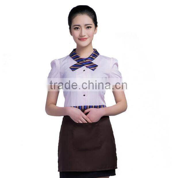 Wholesale elegant cheap own brand embroidery logo breathable hotel reception uniform