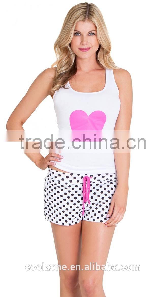 Comfortable heart polka dot print pajama fashion pajama set