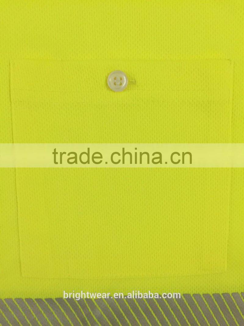 Wholesale contrast long sleeve hi vis safety 3M tape AS/NZS reflective fluorescent polo shirt