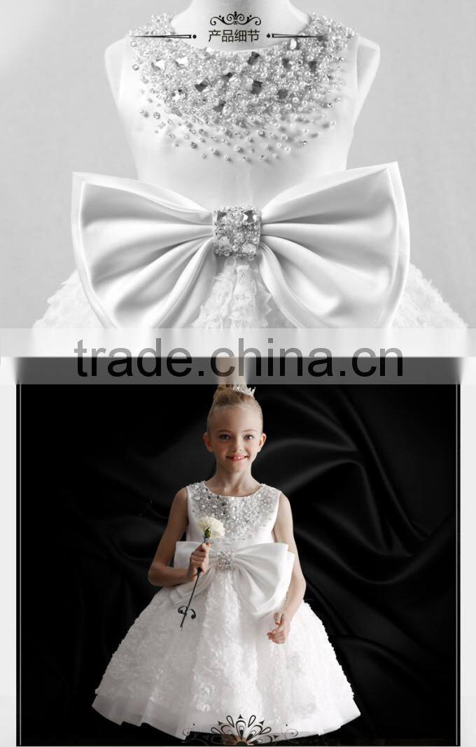 Fashionable Girl Party Dress With Bow Fancy White Girl Princess Dress Fancy Children Clothing GD90427-5