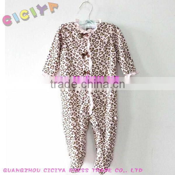 Top leopard print design romper for baby girl S/S customer wholesale high quality baby romper suit