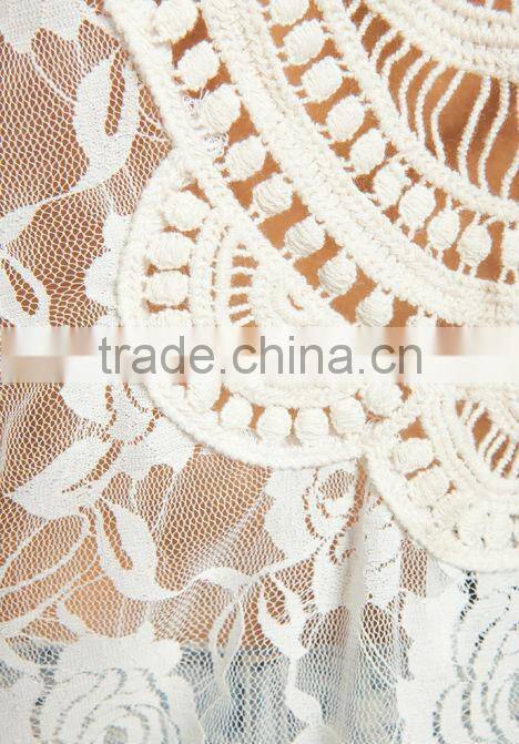 95% nylon 5% spandex sheer fabric lace top