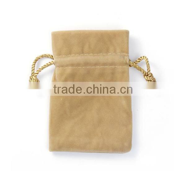 Velvet Jewelry Bags Drawstring Rectangle Brown 12cm x7.6cm