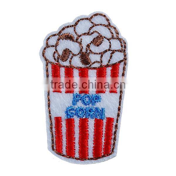 Polyester Appliques DIY Scrapbooking Craft Popcorn White & Red 50mm x 28mm