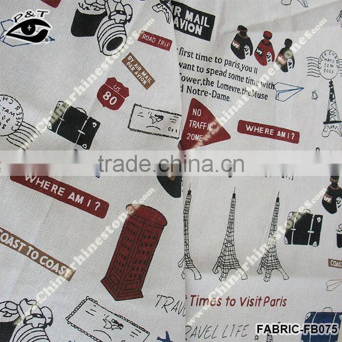 Simple Leaf Printed Fabric Linen Fabric