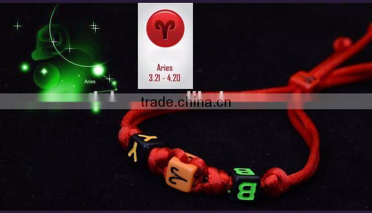 Latest Colorful Handmade Handicraft Braided Vintage 12 Zodiac Sign Charm Bracelet
