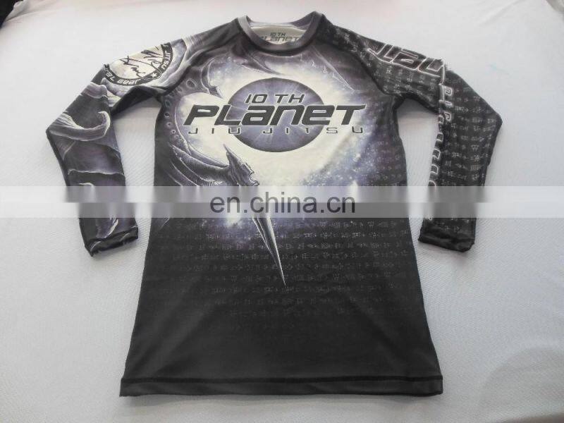Custom printed long sleeve mma rash guard rashguard manufacturer