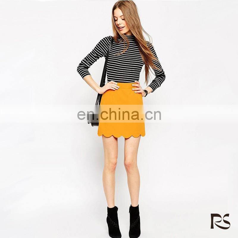 100% Polyester unlined midi Elegant Yellow sexy girl mini skirt