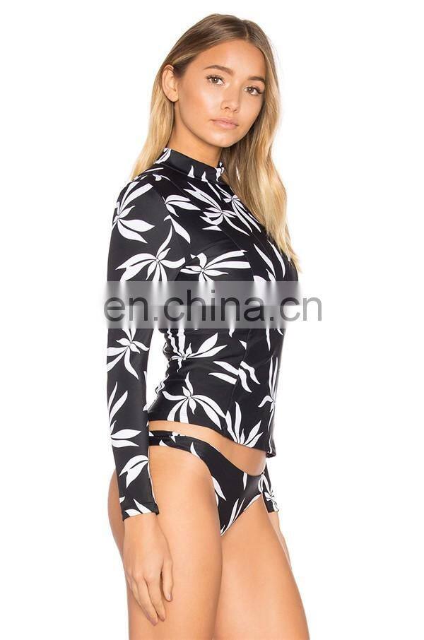 low moq custom sublimation fashion upf 50+ women long sleeve rash guard