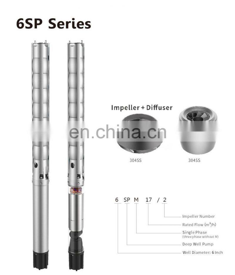 6SP outlet 2 inch multistage centrifugal oil filling deep well submersible pumps
