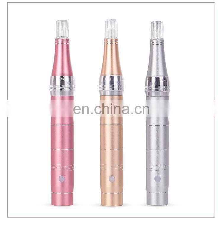 3 Color Derma Pen Electric Machine Five Stage Charging Micro Needle Beauty Instrument