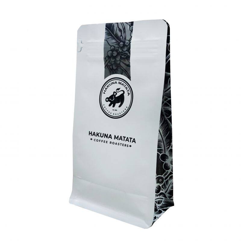 Package 12oz Resealable Box Pouch Coffee Bag With Valve Flat Bottom Zipper Spot UV Matte White Coffee Bag Food Storage Packaging