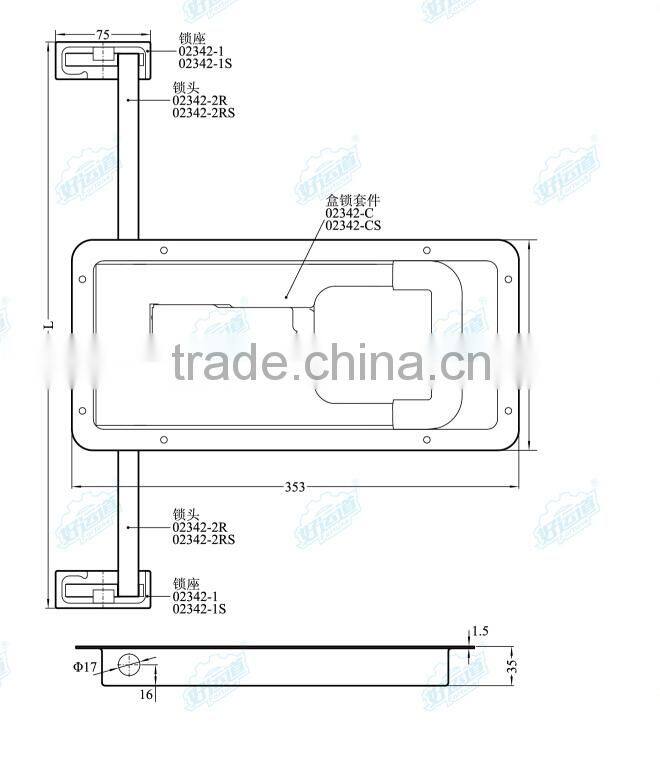 02342C Key lock stainelss steel /steel recessed handle trailer side door lock