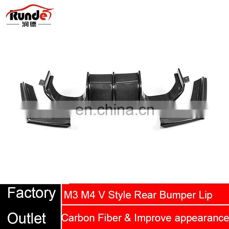 RD Carbon Fiber Rear Lip For BMW M3 M4 F80 F82 V Style Bumper 2014-2020