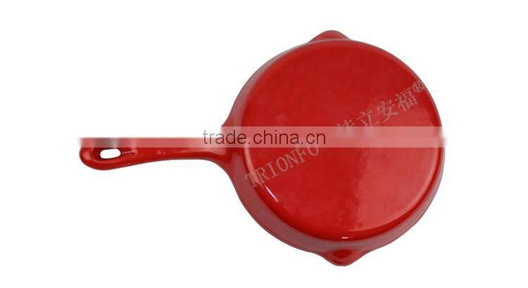 Two pot mouth Lightening red storing cast iron non-stick frying pan